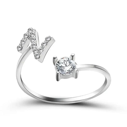 Custom Engraved Dainty Initial Diamond Ring