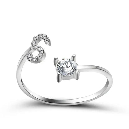 Custom Engraved Dainty Initial Diamond Ring
