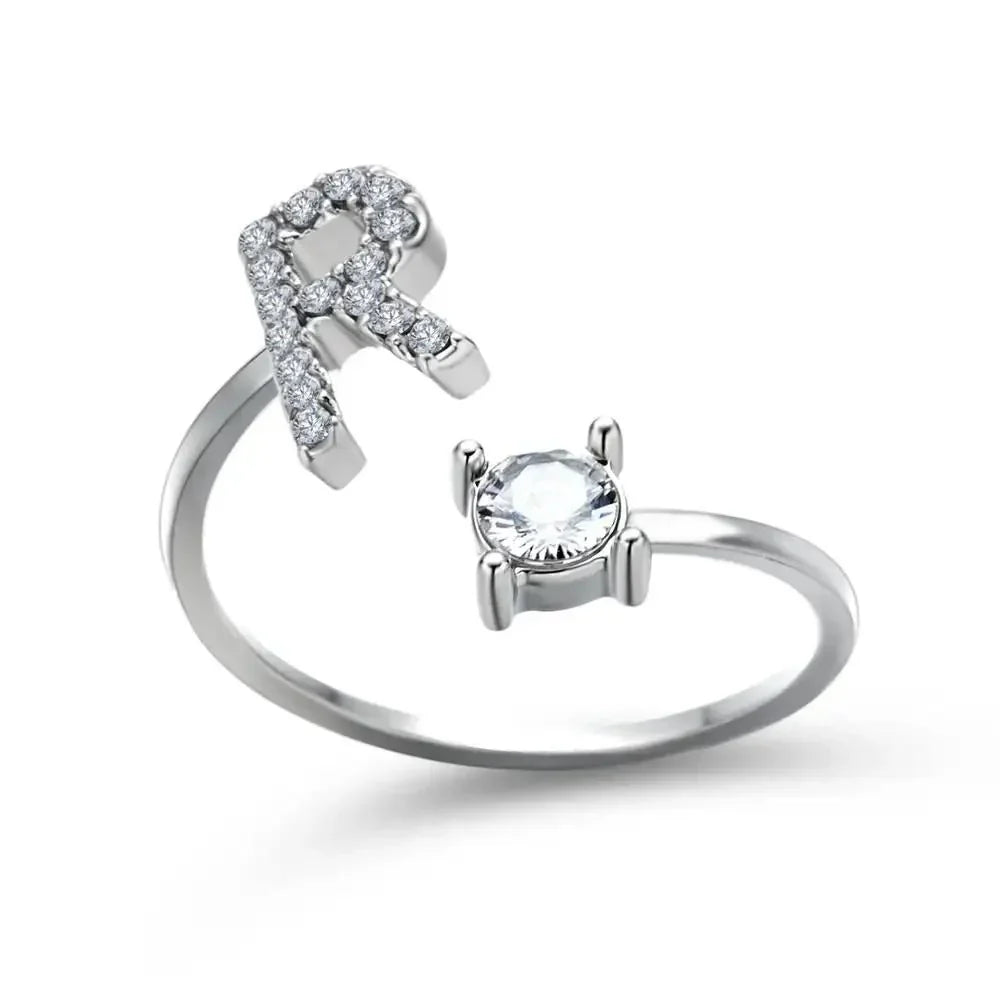 Custom Engraved Dainty Initial Diamond Ring