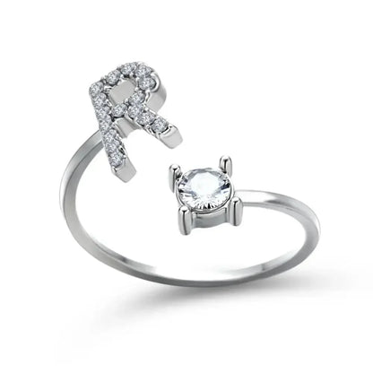 Custom Engraved Dainty Initial Diamond Ring