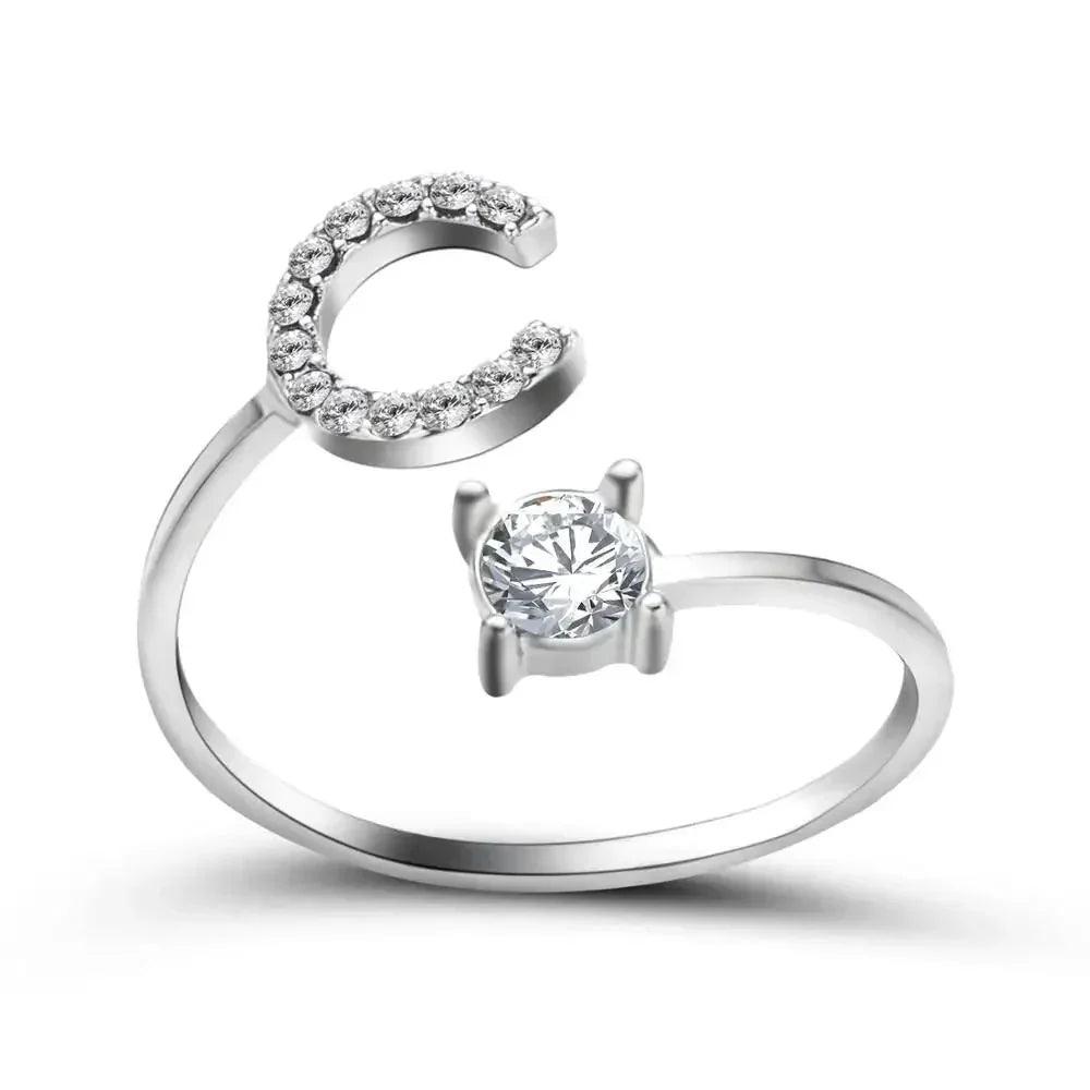 Custom Engraved Dainty Initial Diamond Ring
