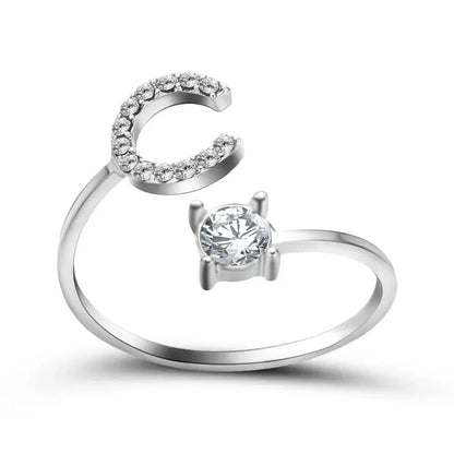 Custom Engraved Dainty Initial Diamond Ring
