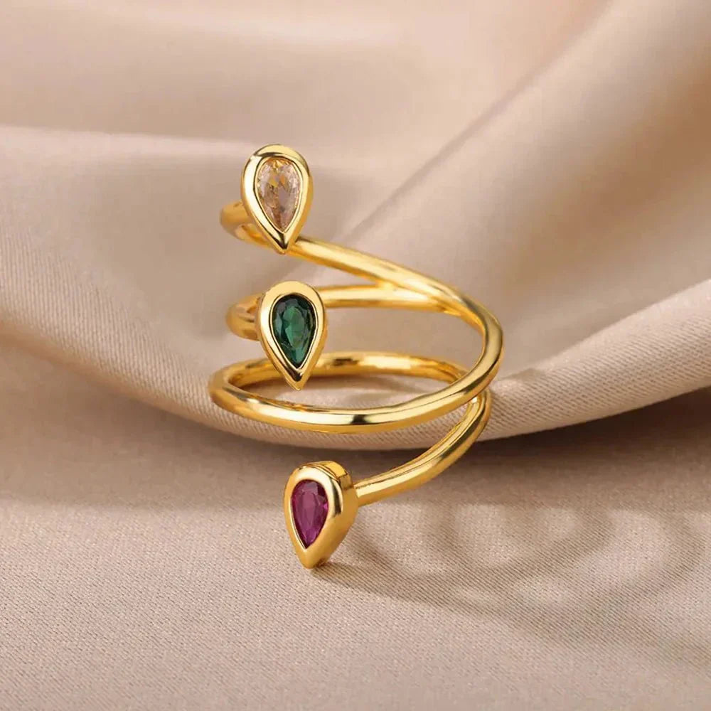 Vibrant Flexible Stacking Water Drop Rings - Luxicro