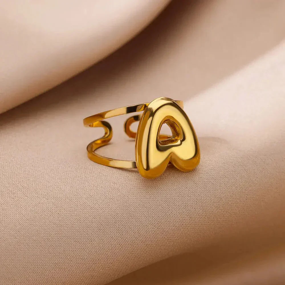 Customizable Initial Open Circle Ring