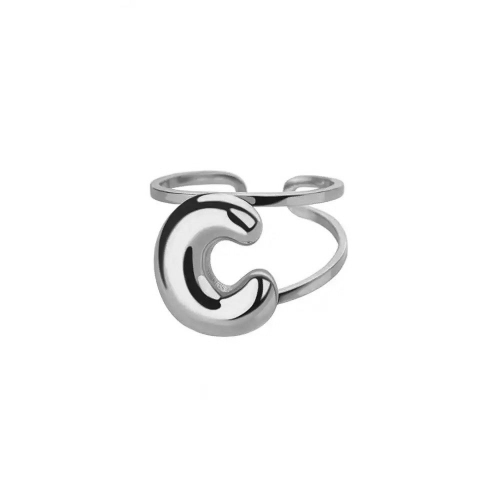 Customizable Initial Open Circle Ring
