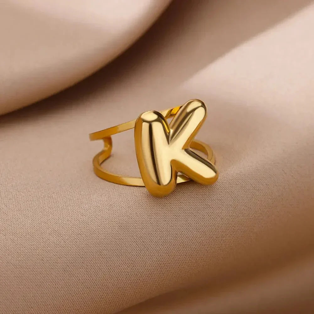 Customizable Initial Open Circle Ring