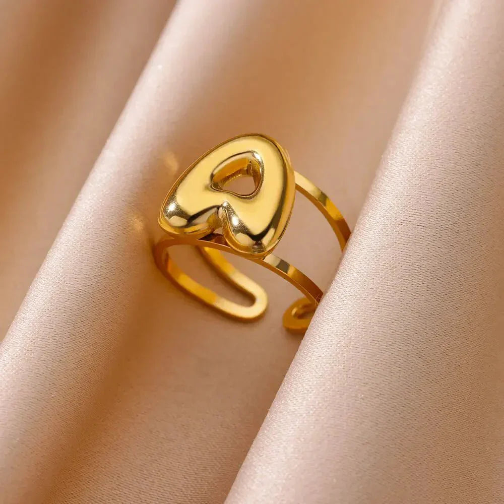 Customizable Initial Open Circle Ring