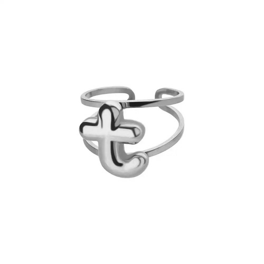 Customizable Initial Open Circle Ring