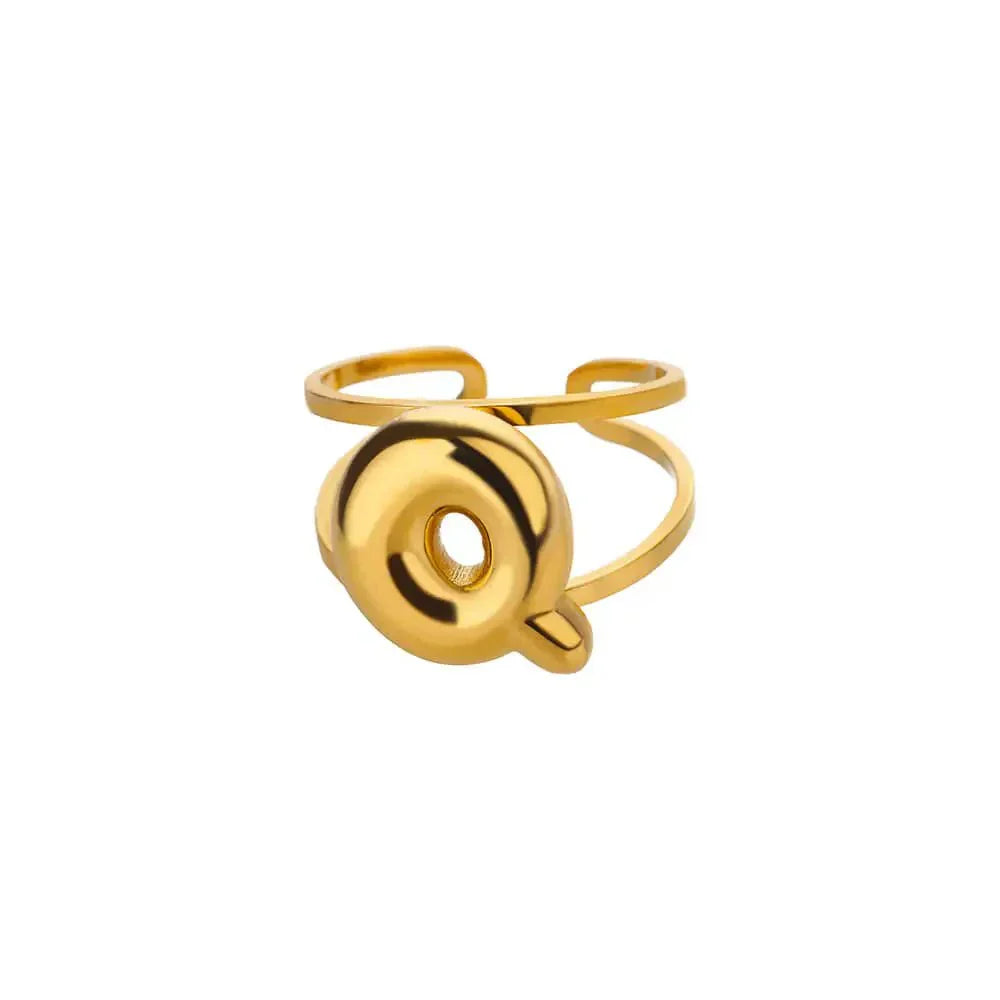 Customizable Initial Open Circle Ring