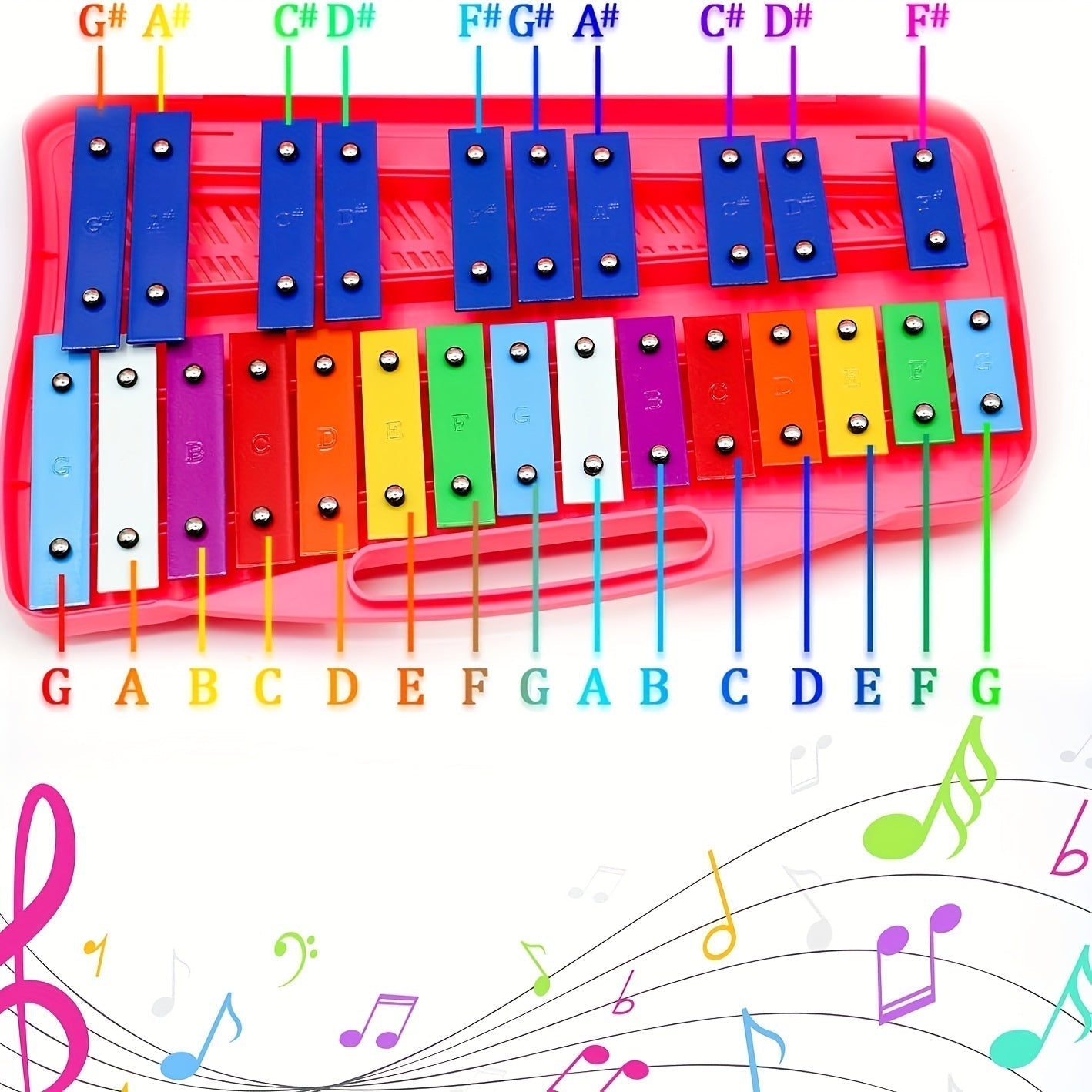 Colorful Childs Xylophone Kit with Case