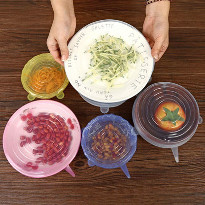 Leakproof Silicone Kitchen Container Lids (6 Pack)