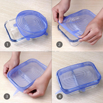 Leakproof Silicone Kitchen Container Lids (6 Pack)