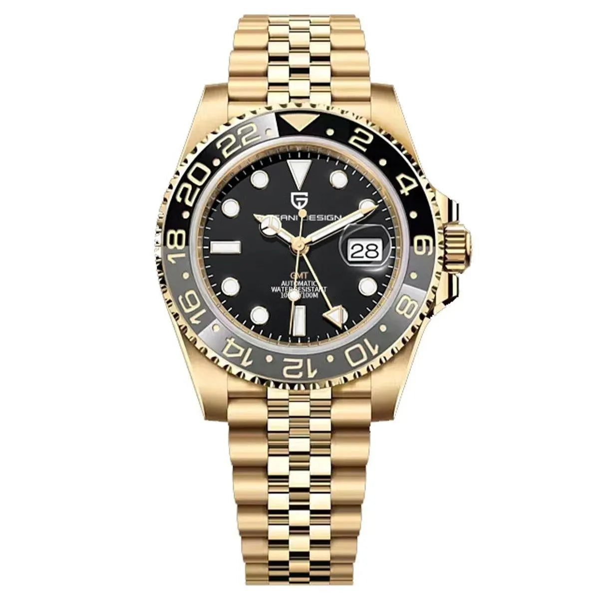 Luxury 40mm Automatic GMT Steel Watch - Sapphire Glass
