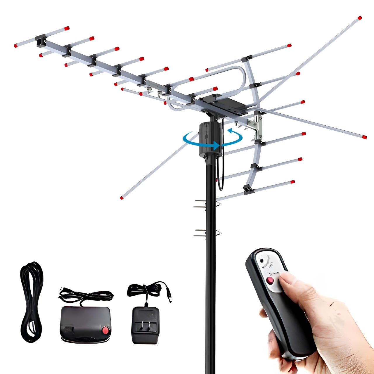 Long Range Outdoor HD TV Antenna with 360 Motor - Luxicro
