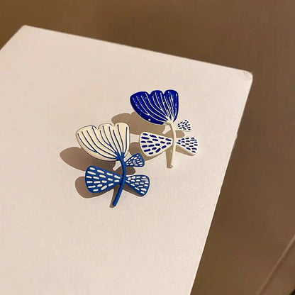 Beautiful Navy Blossom Dangle Earrings