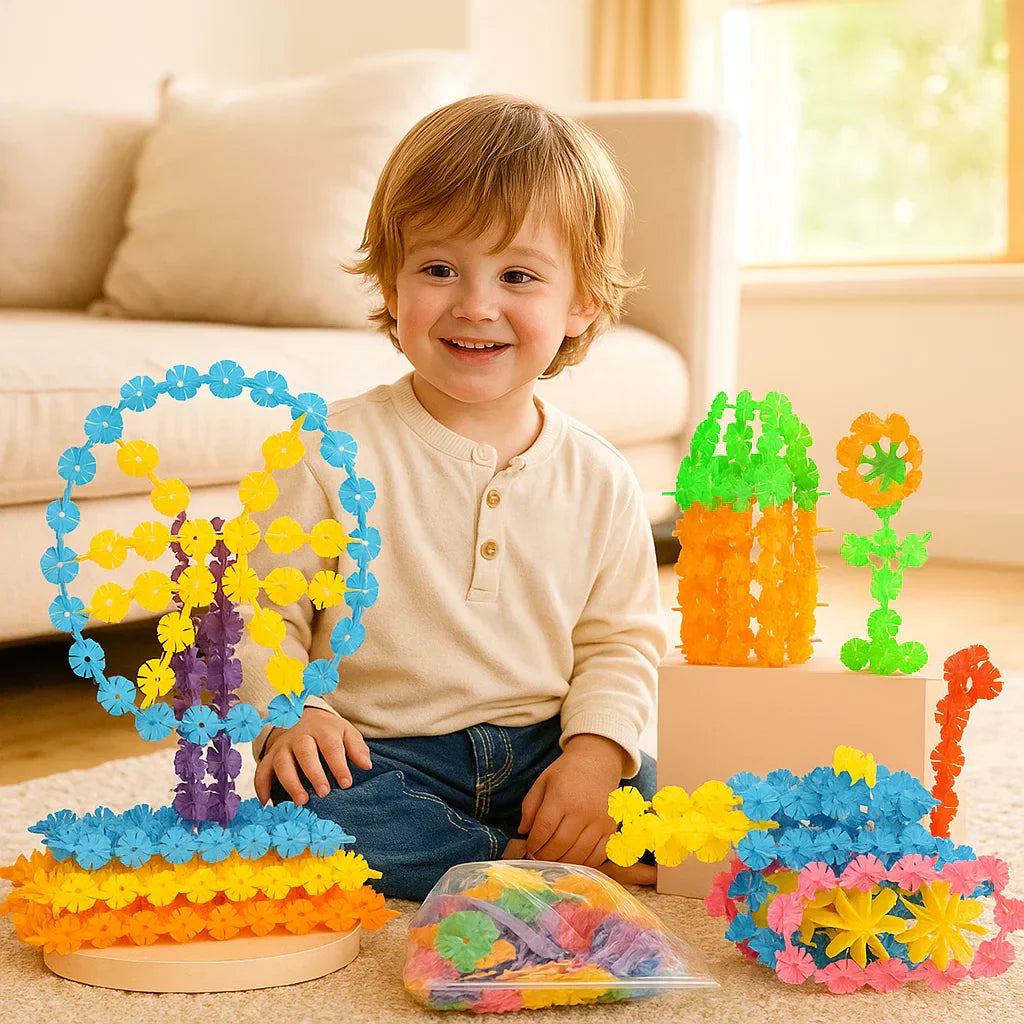 Vibrant Childrens Wood Construction Blocks - Luxicro