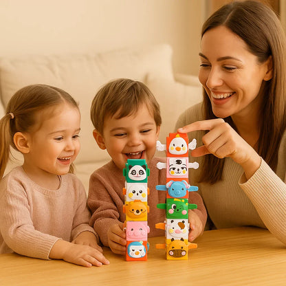 Learning Wooden Animal Block Stacking Toy Set - Luxicro