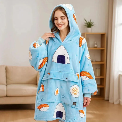 Cozy Electric Blanket Hoodie with Fleece Lining