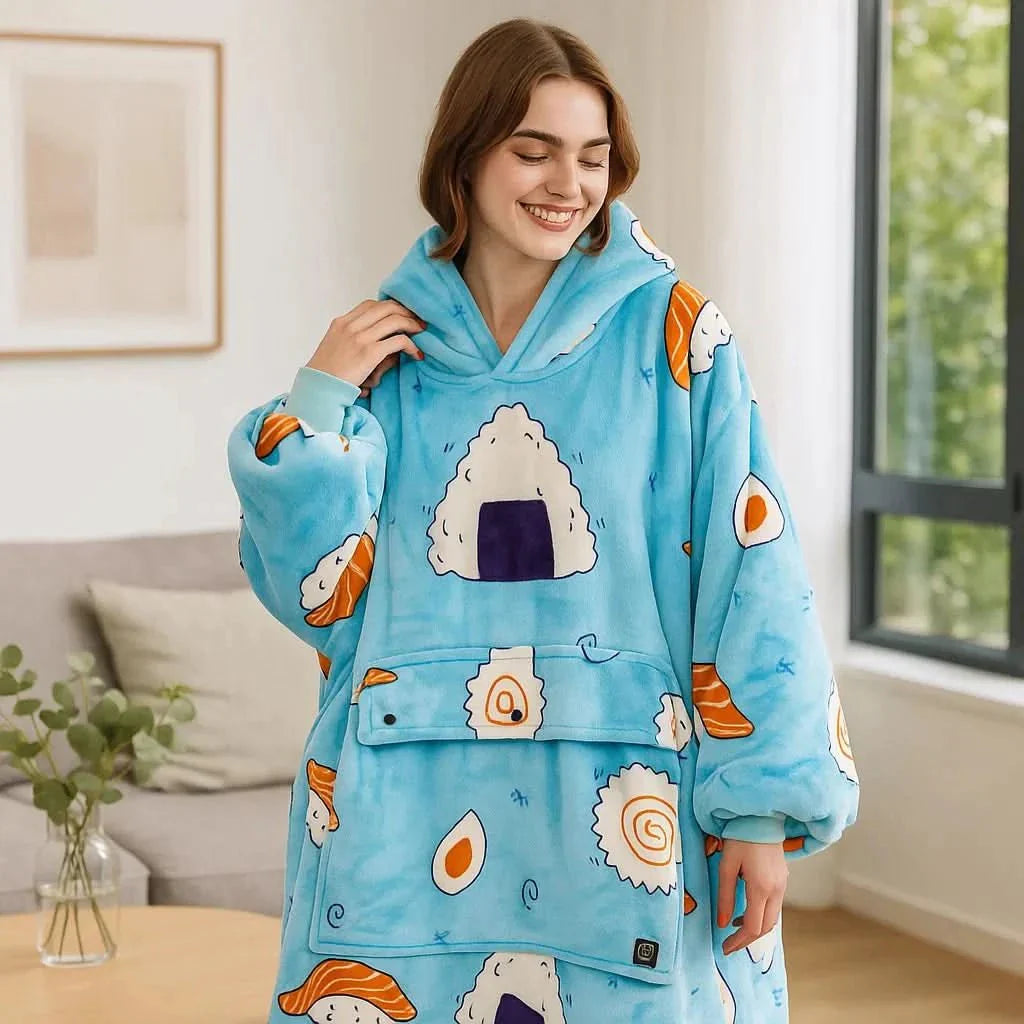 Cozy Electric Blanket Hoodie with Fleece Lining