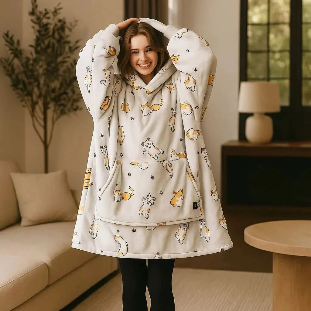 Cozy Electric Blanket Hoodie with Fleece Lining