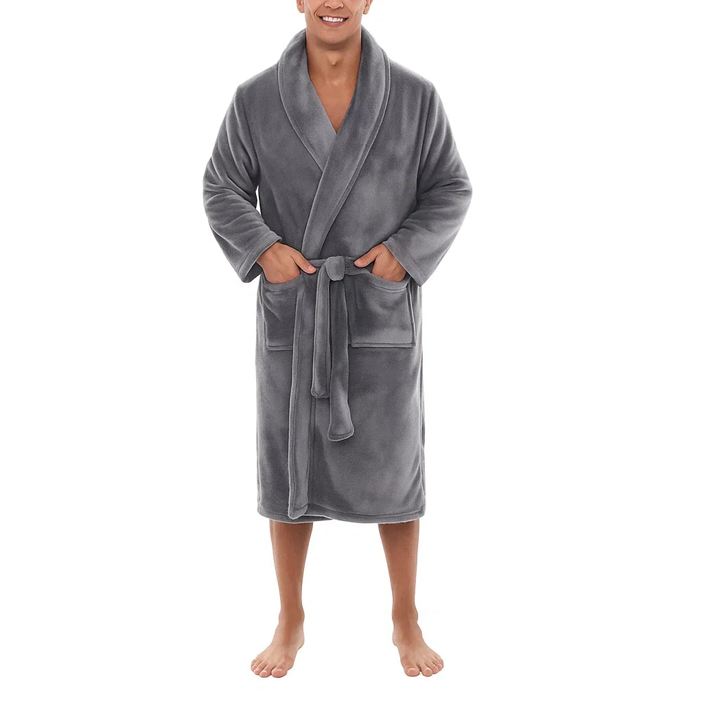 Soft Plush Bathrobe for Men with Hood and Pockets - Luxicro