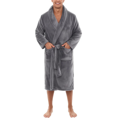 Soft Plush Bathrobe for Men with Hood and Pockets - Luxicro