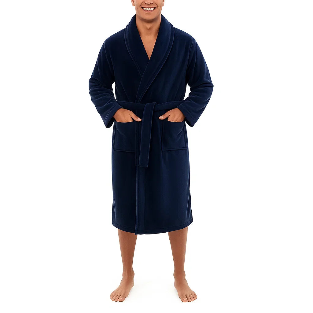 Soft Plush Bathrobe for Men with Hood and Pockets