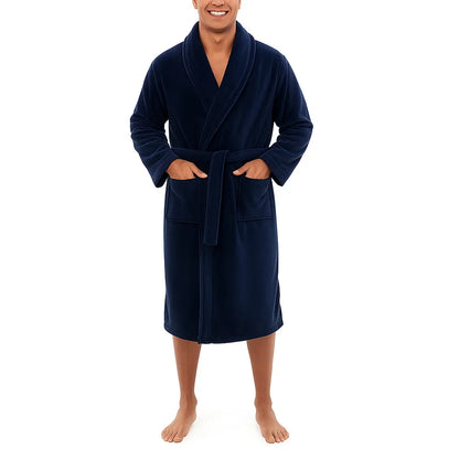 Soft Plush Bathrobe for Men with Hood and Pockets