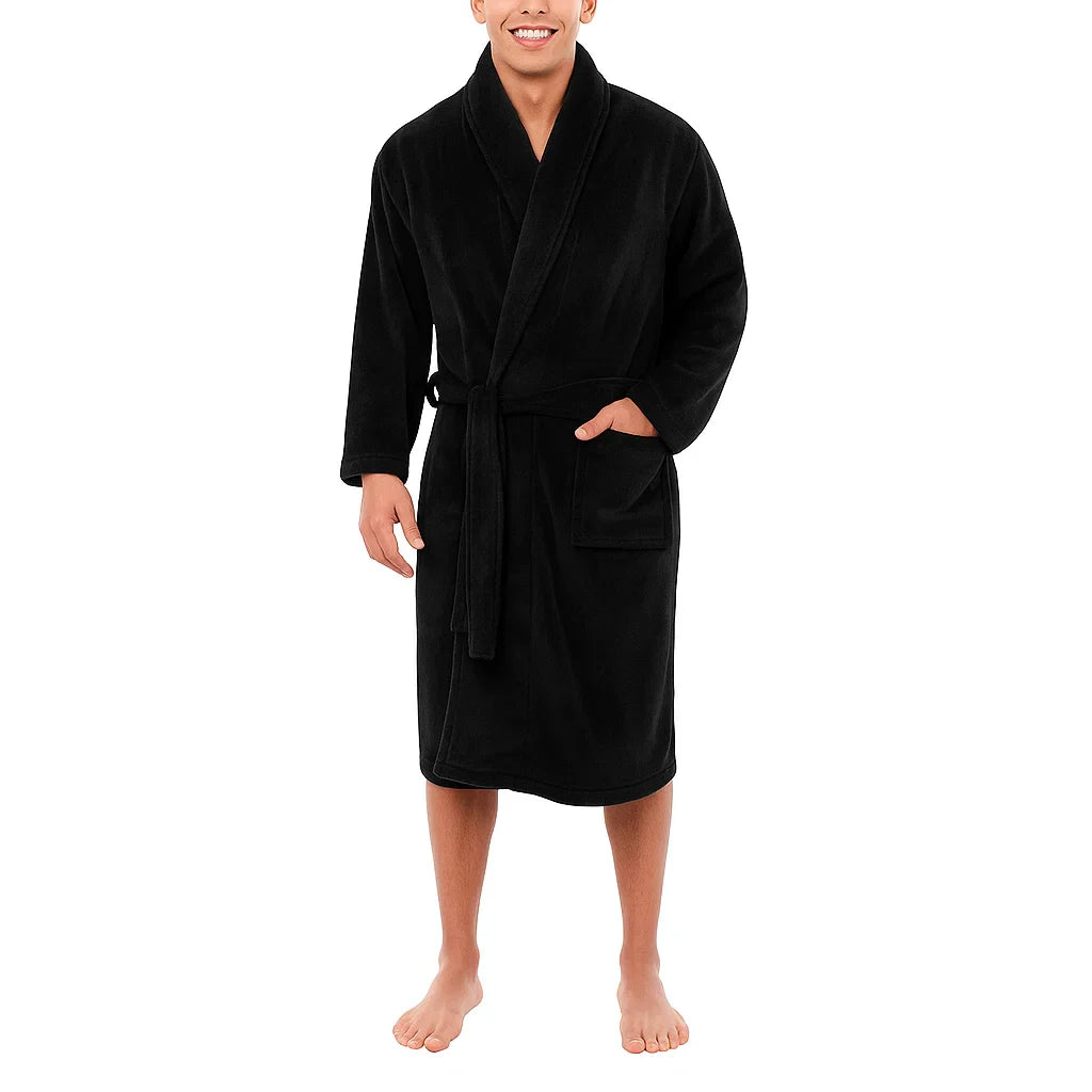 Soft Plush Bathrobe for Men with Hood and Pockets