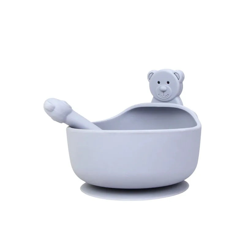 Soft Baby Feeding Bowl Set with Spoon and Suction Base