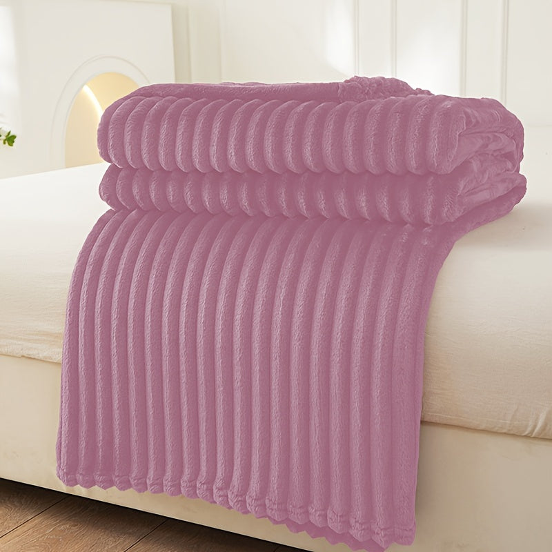 Soft Plush Throw Blanket with Woven Design