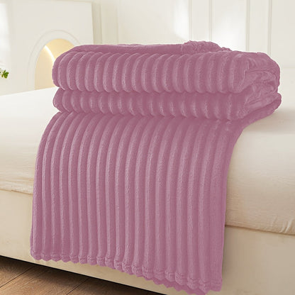 Soft Plush Throw Blanket with Woven Design