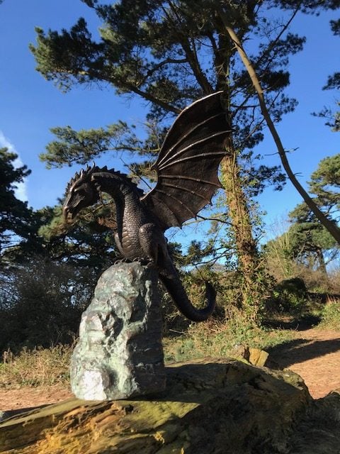 Detailed Dragon Water Feature Statue