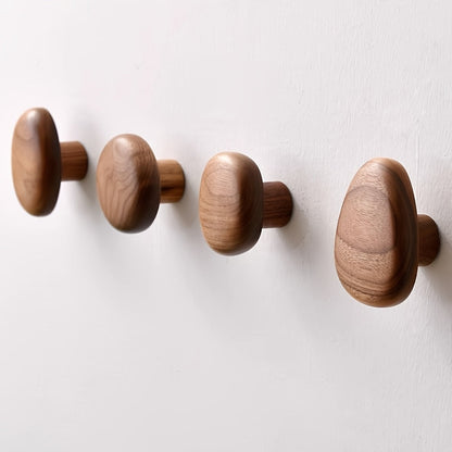 Traditional Wood Wall Hooks - Brown Wooden Coat Rack