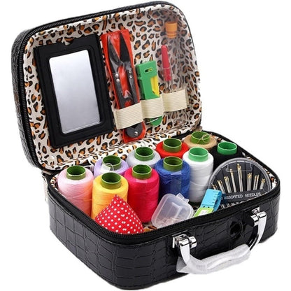 Compact Travel Sewing Kit in Synthetic Leather Box - Luxicro