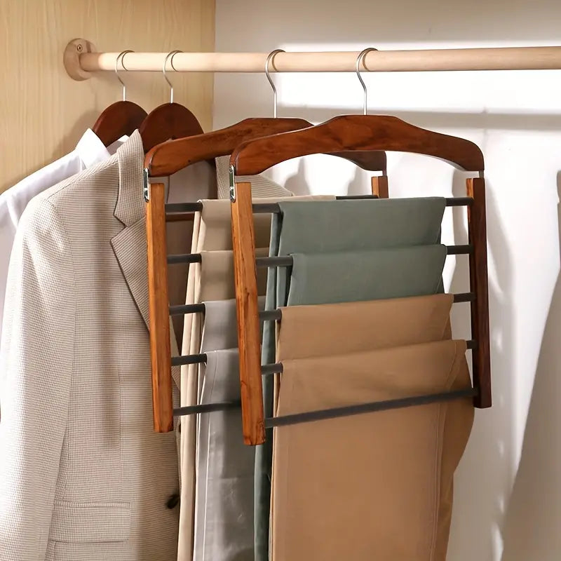 Compact Wooden Pants Storage Hanger - Luxicro