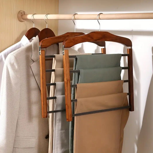 Compact Wooden Pants Storage Hanger - Luxicro