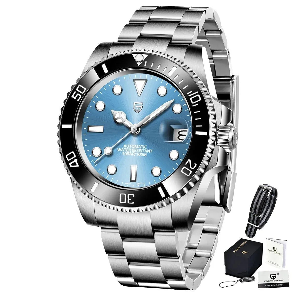 Stylish 40mm Automatic Diving Watch - Sapphire Glass, Ceramic Bezel