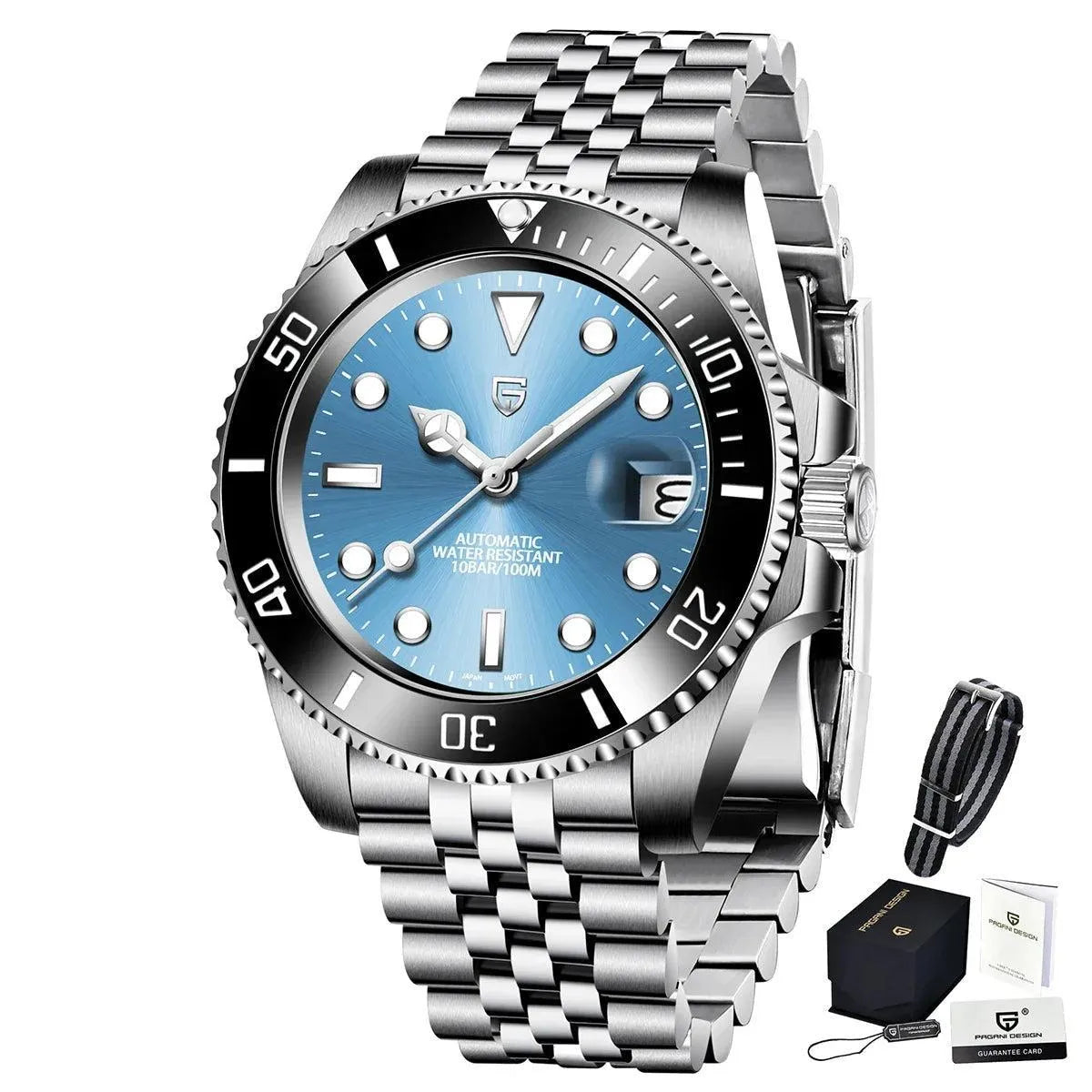 Stylish 40mm Automatic Diving Watch - Sapphire Glass, Ceramic Bezel