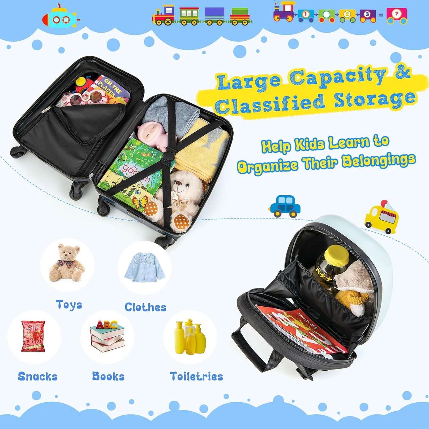 Fun 2-Piece Kids Luggage Set with Backpack