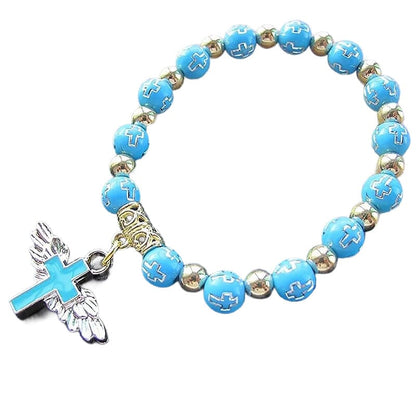 Delicate Wing Cross Charm Bracelet