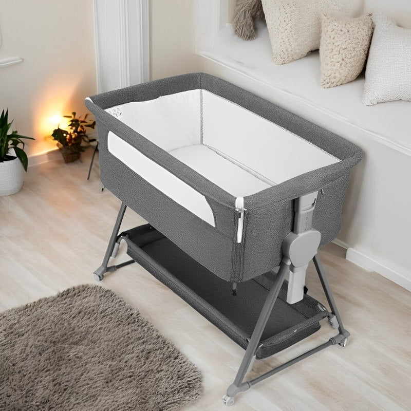 Portable Baby Crib with Wheels and Storage Compartment - Luxicro