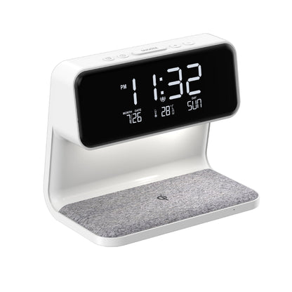 Compact Bedside Table Lamp with USB Charger and Clock