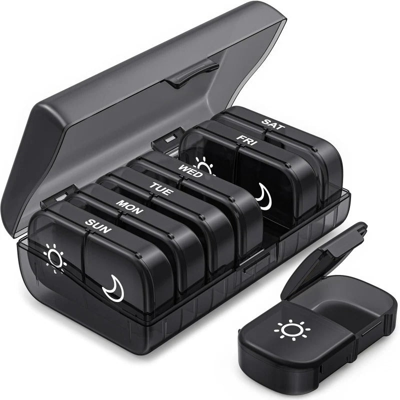 Large Travel Pill Organizer BPA Free - Luxicro