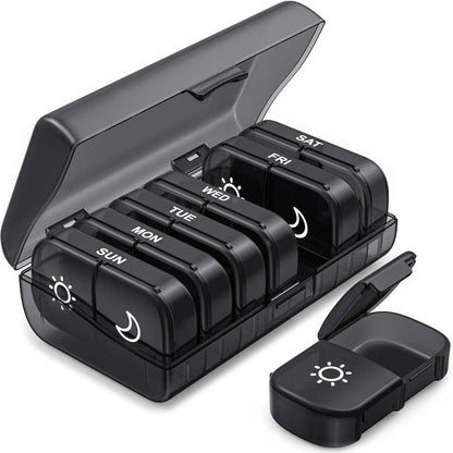 Large Travel Pill Organizer BPA Free - Luxicro