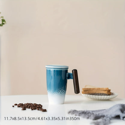 Classic Ceramic Tea Cup with Strainer and Handle