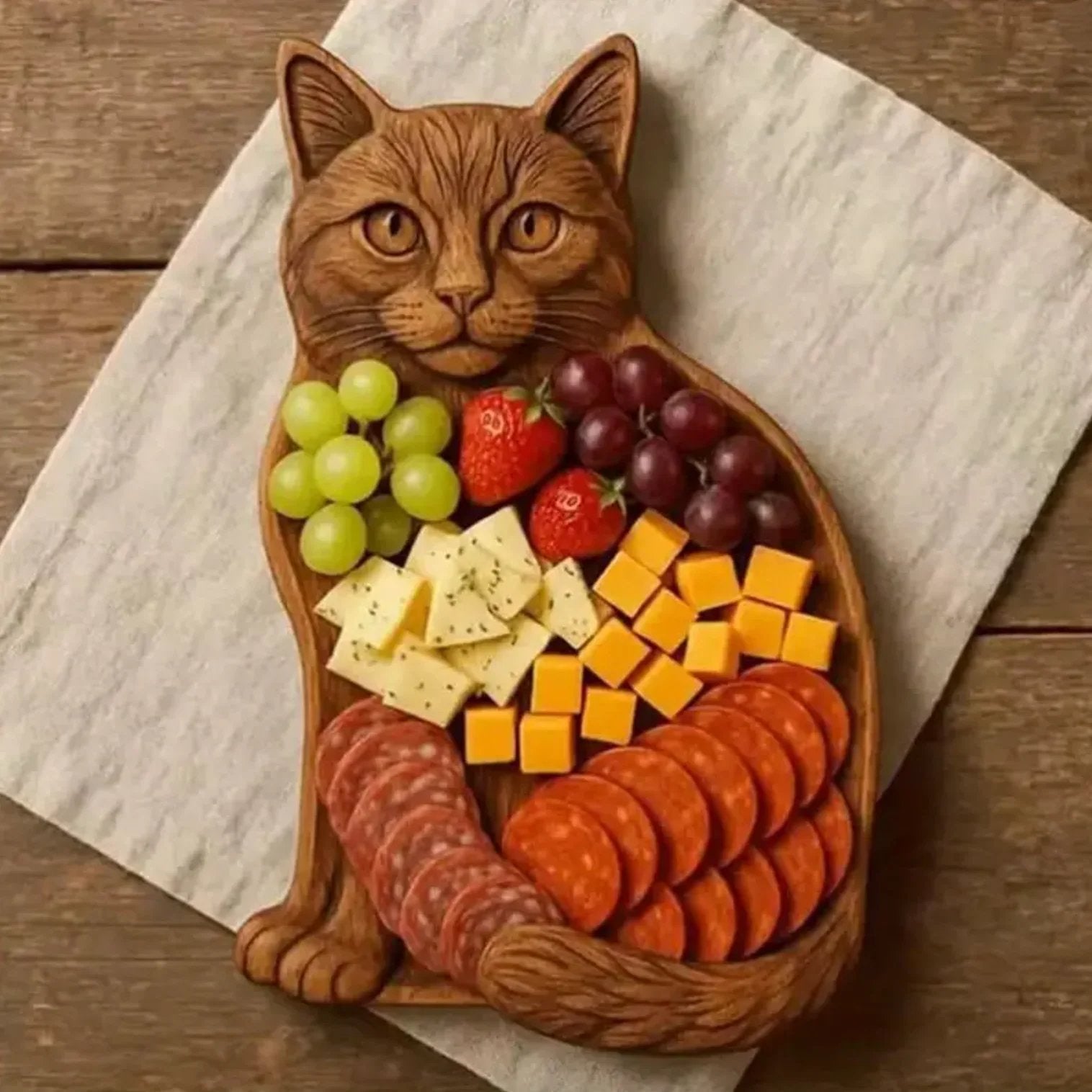 Cute Cat Wooden Serving Plate - Luxicro