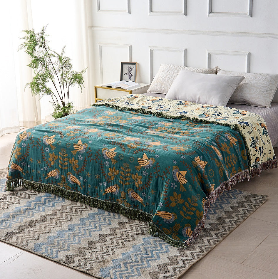 Cozy Double Sided Floral Blanket Throw