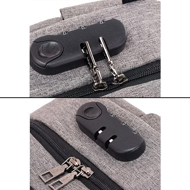 Secure 3-Pin Lock Anti-Theft USB Backpack