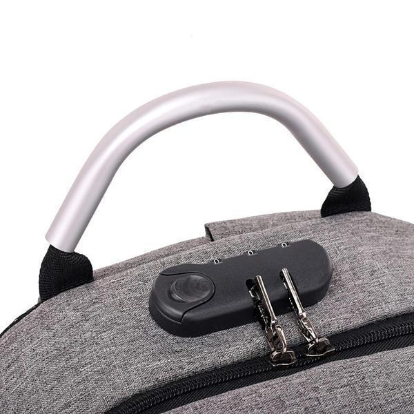 Secure 3-Pin Lock Anti-Theft USB Backpack